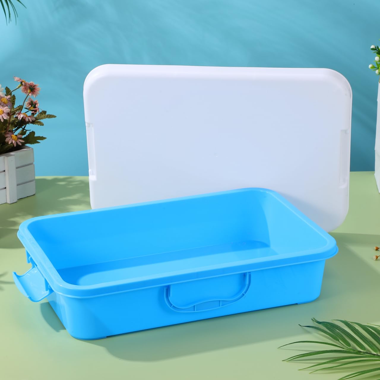 15Inch Portable Sensory Bin Play Tray With Lid, Fill With Water, Sand