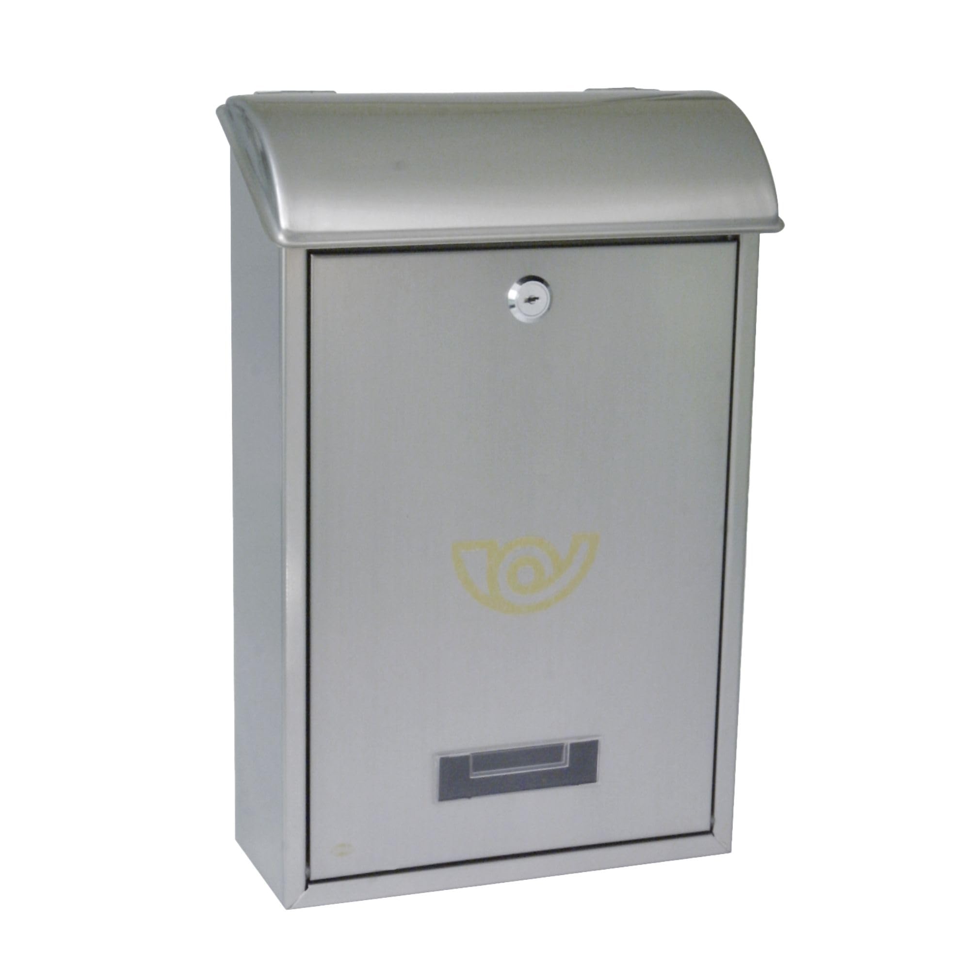 Amig - Buzón Exterior de Pared - Tamaño Compacto para DIN A4 - Apertura Frontal con Cerradura - Acero Inoxidable - Resistente a la corrosión - Fácil de Instalar en Puertas o Verjas - 40 x 24 x 8 cm
