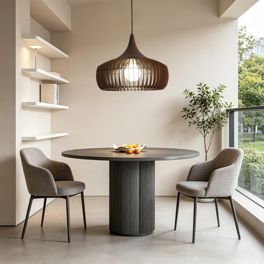 Lampa Wisząca Stylu Boho Vintage Wisząca Lampa Litego Drewna E27 Oświetlenie Stylu Japońskim Klatką Dla Ptaków Jako Abażur Do Jadalni Salonu Sypialni Domków Wakacyjnych Strefy Czytania