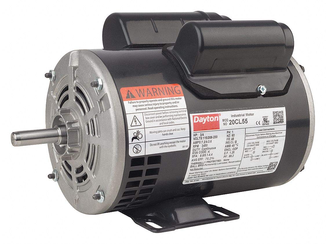 DAYTON, 20CL53, MTR, CS/CR, ODP, 1/2HP, 3450, 48, EFF 72.4