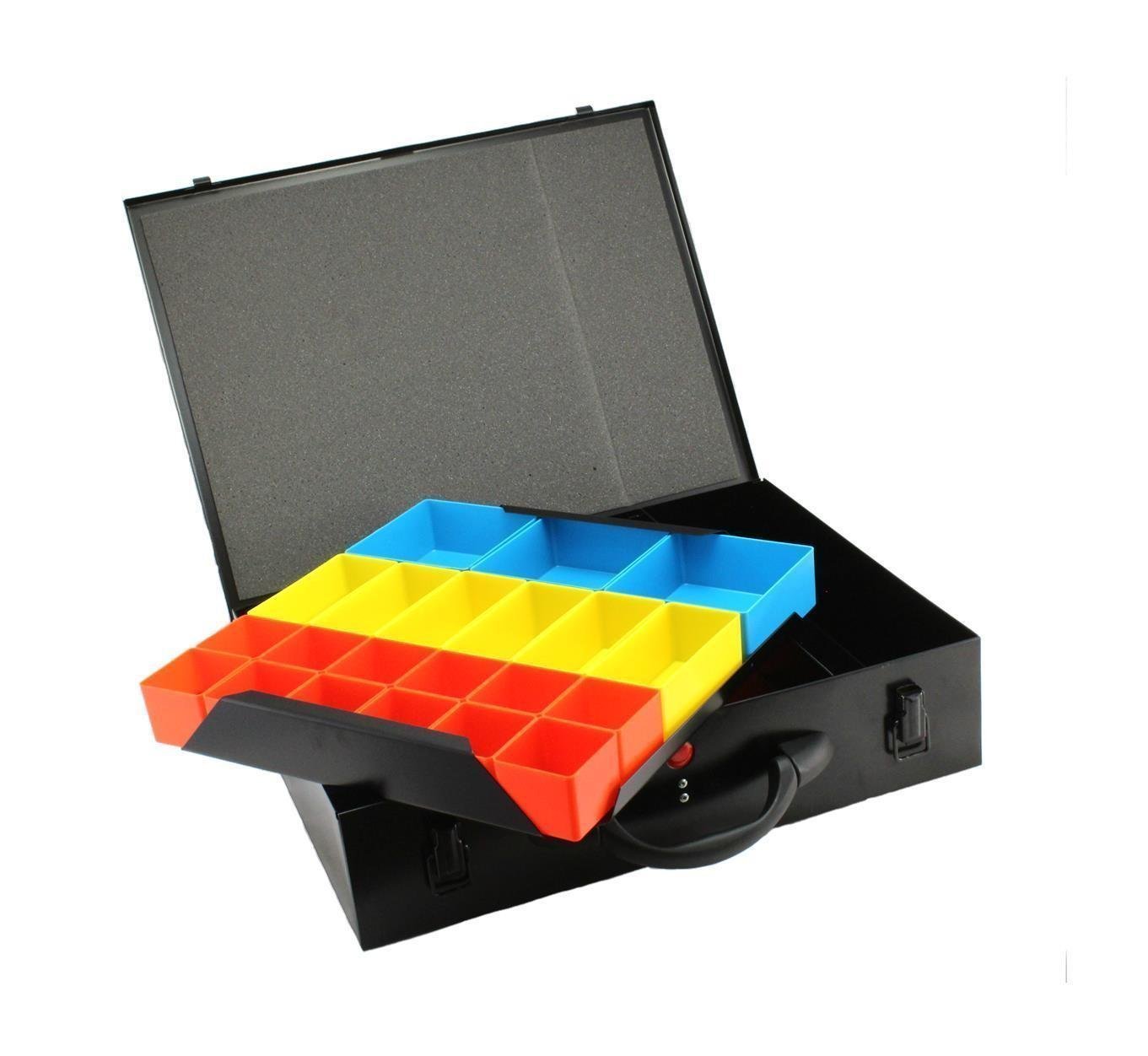 Metal Storage Screw Fixing Organiser Tool Compartment Box Case Black (Large Double (440 x 330 x 95mm))