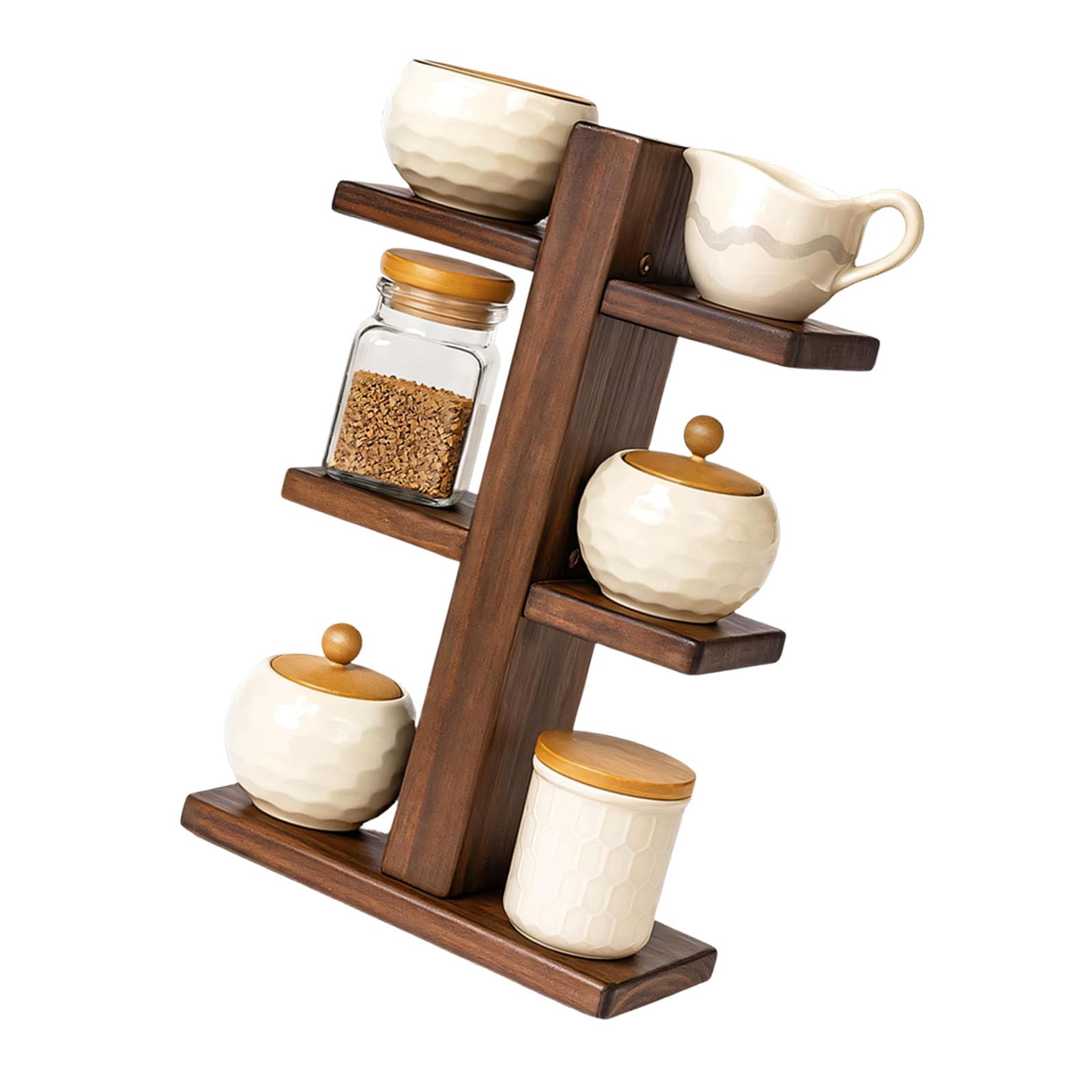 Buxuaaaa Sturdy Wooden Seasoning Holder Having Multiple Layers for Kitchen Countertop Storage Space Saving Construction Stylish Kitchen Planner