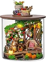 Vista 1 de Kit de casa de muñecas en miniatura y muebles, modelo de casa de muñecas en 3D con cubierta a prueba de polvo y LED, idea creativa de habitación