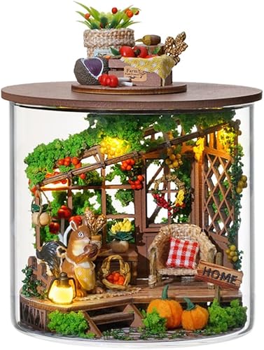 Miniatura 7 de Kit de casa de muñecas en miniatura y muebles, modelo de casa de muñecas en 3D con cubierta a prueba de polvo y LED, idea creativa de habitación, el