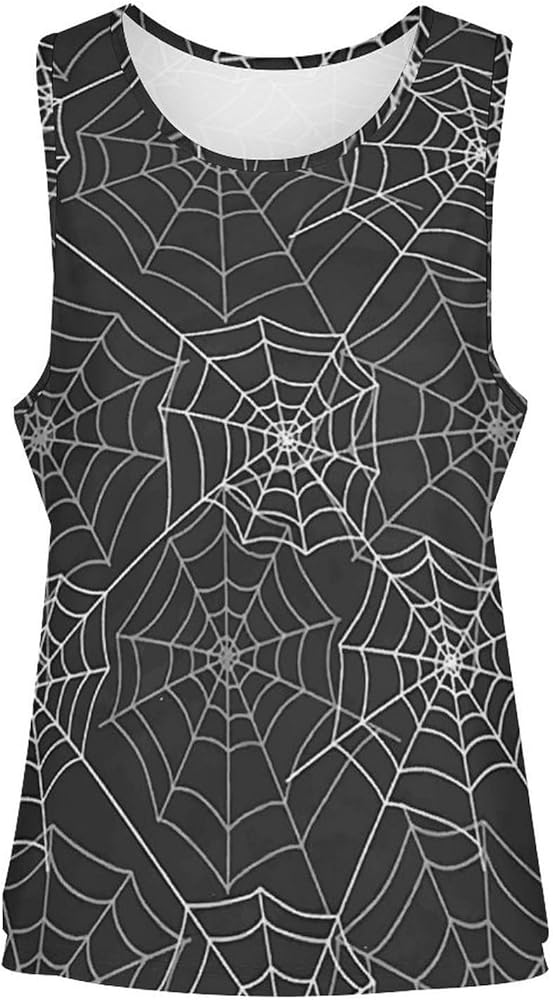 Amazon | [小さな店] タンクトップ 蜘蛛の巣 クモ柄 スパイダー U