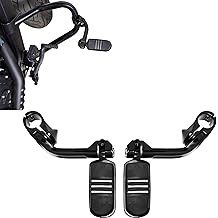 1.25'' (32mm) Highway Footpegs Fits 1-1/4" Engine Guard, Adjustable Long Angled Highway Pegs for Harley Touring Street Glide Electra Glide Road King Softail CVO Dyna Sportster (Black C05)