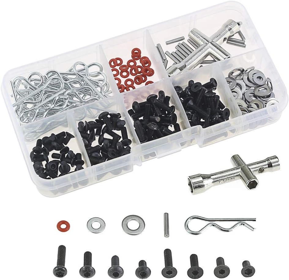 Agger RC Screws Kit Repair Tool Box Hardware Fasteners for 1:8 1/10 RC Car Replacement 270pcs