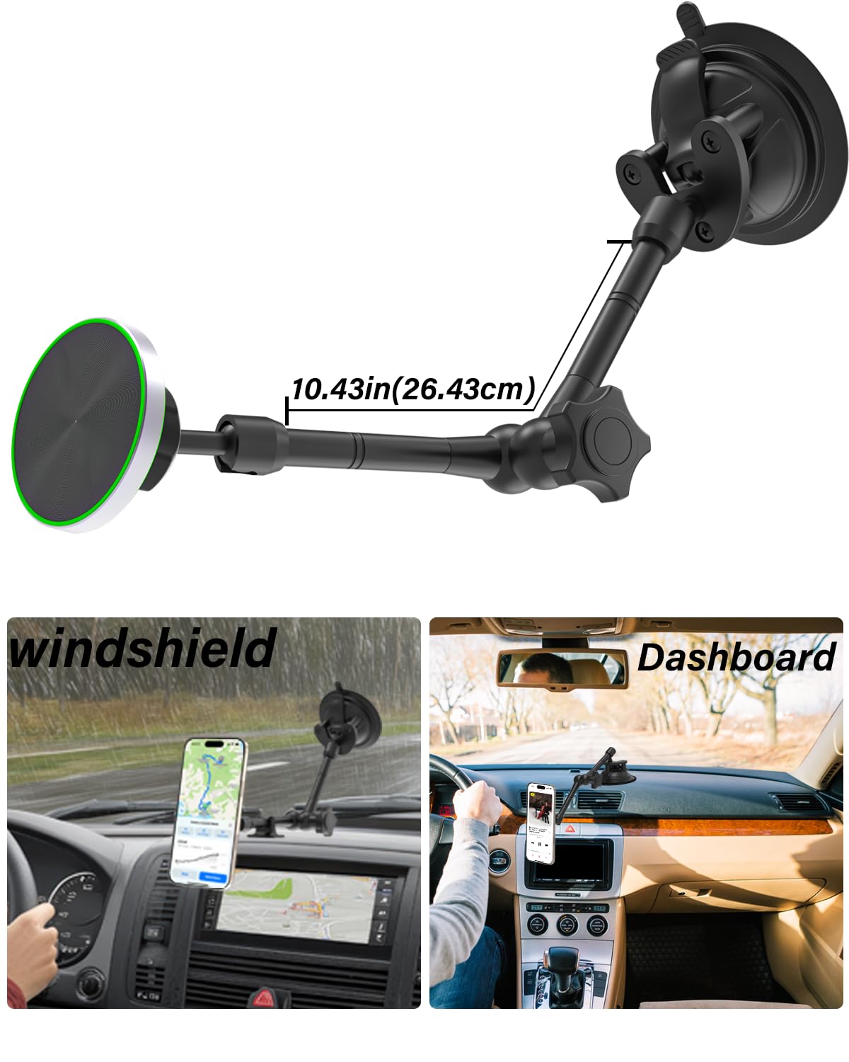 2025 Upgraded Vakuum Magnet Handyhalterung Auto [Super Saugnapf], Magnetischer Handyhalterung Auto für Magsafe Autohalter, Magnetic Suction Cup Mobile Phone Holder für All Smartphone