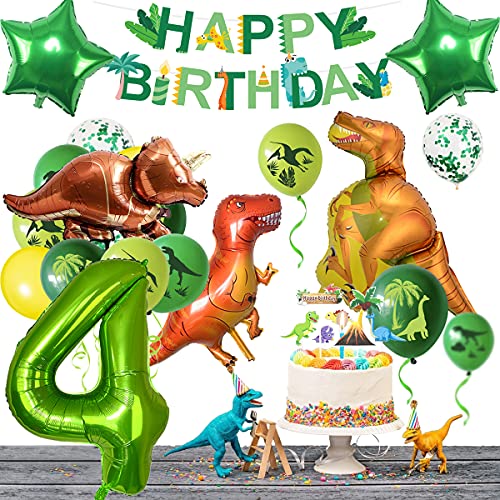 Dinosaurier Geburstagdeko Kit,Dino Luftballons Geburtstag 4 Jahr, Riesen Folienballon Zahl 4,Geburtstag 4 Jahr Junge… – Bild 8