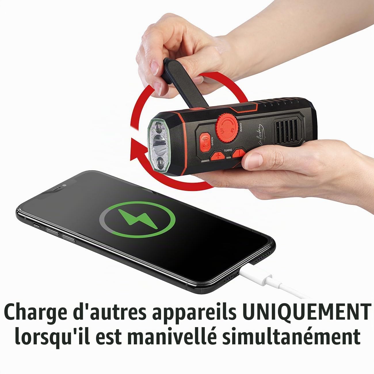 Radio FM DOR-320 avec dynamo et lampe de poche LED [infactory]