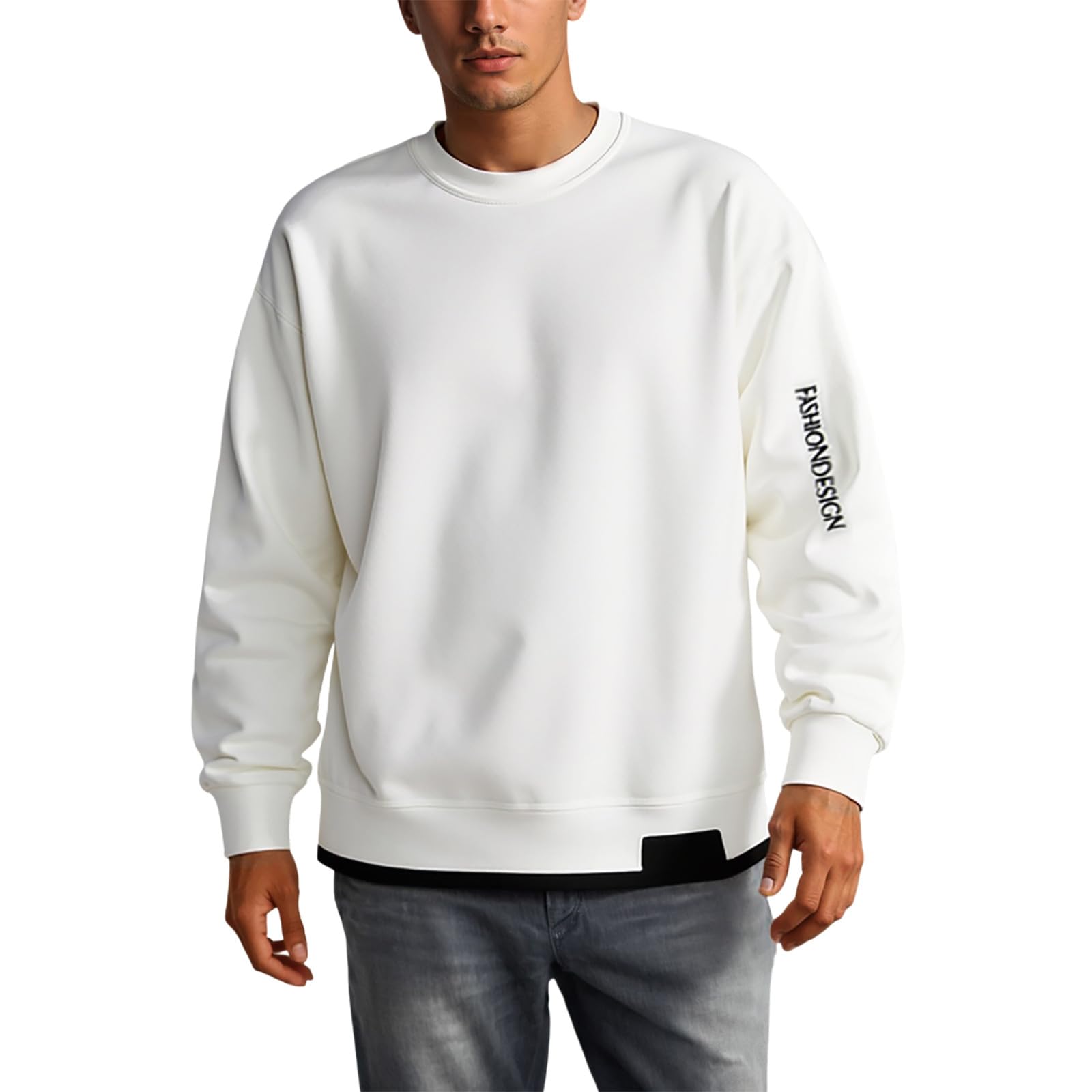 Rrongwn Long Sleeve Shirts for Men Long Sleeve Lightweight Sweatshirt Casual Oversized Pullover Baqueme Streetwear Basic T-Shirt Breathable Sports Shirt Loose Tops, White, M