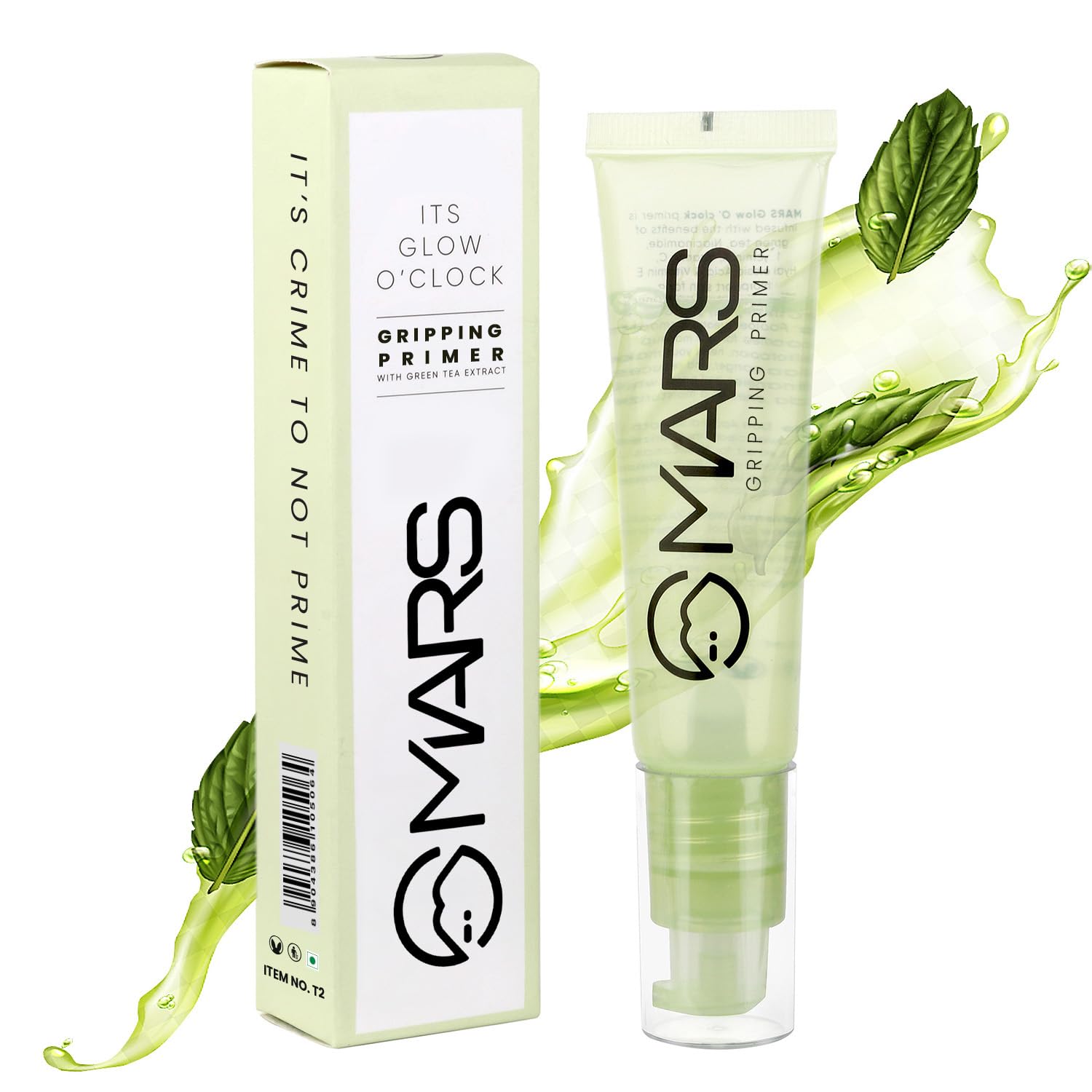MARS Glow O' Clock Gel Primer for Face Makeup | Enriched with Green Tea Extracts | Dewy Primer | Long Lasting | Power Grip | Ideal for Dry Skin (30ml)