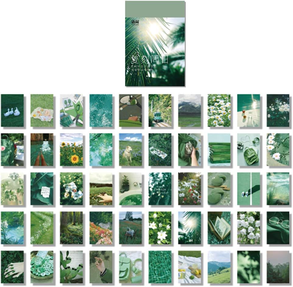amazon com 100 pcs stickers set notebook style diy journal stickers for planner beautiful scenery green leaves texture decoration school supplies 50 designs each 2pcs green leaf fukezhouri