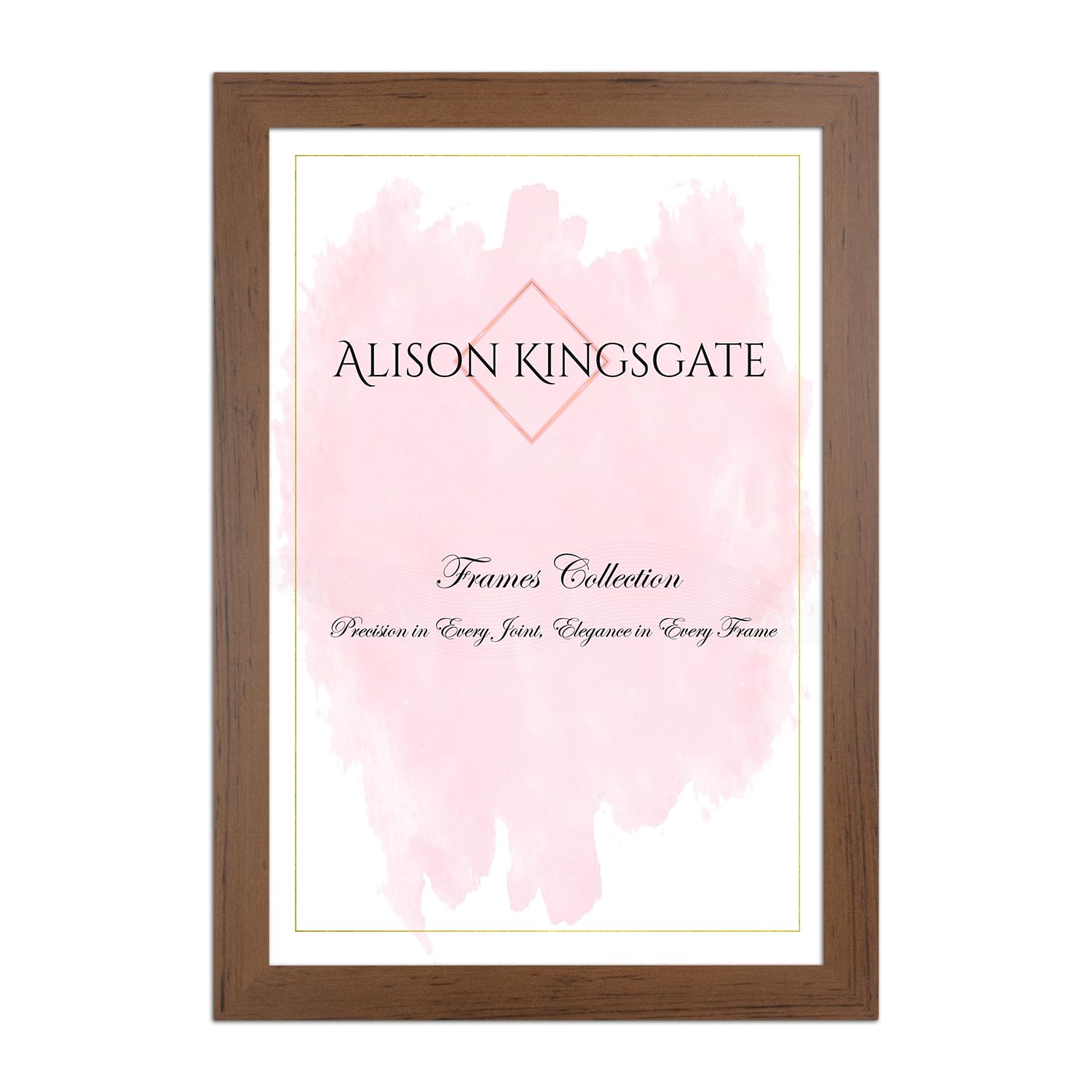 Alison Kingsgate Modern A3 Walnut Picture Frame - Engineered Wood Photo Frame with Shatterproof Perspex Front - Ideal for Posters, Certificates & Artwork