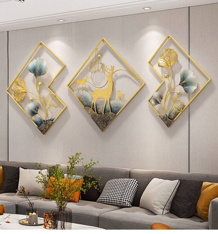Image of Metal deer frame design wall art size 60x24 inch F K Metal. Home Decor