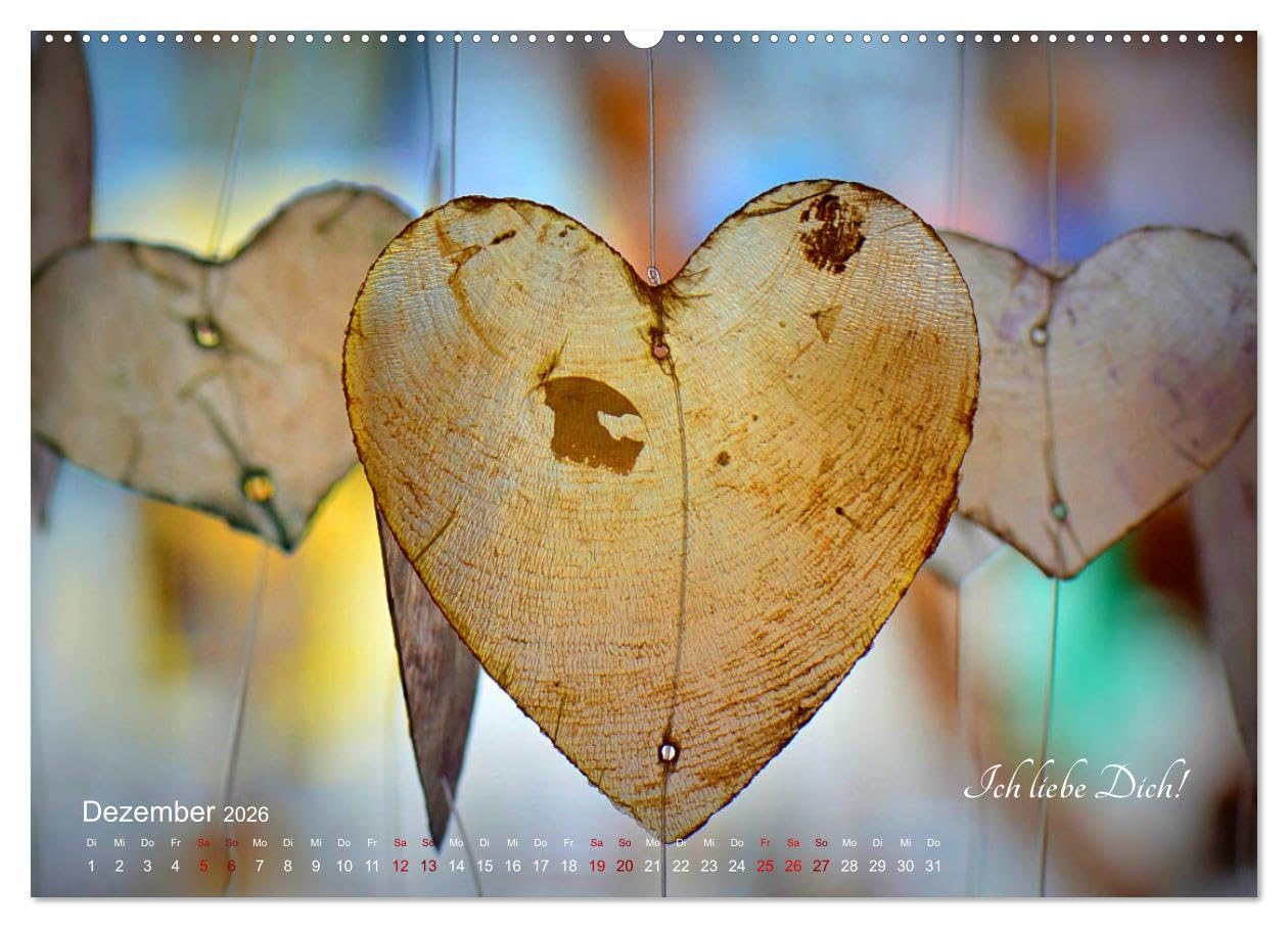 Emotionale Herzensdinge (hochwertiger Premium Wandkalender 2026 DIN A2 quer), Kunstdruck in Hochglanz: Bilder von Herzen mit romantischen Sprüchen über Liebesglück und Liebesleid (CALVENDO Kunst)