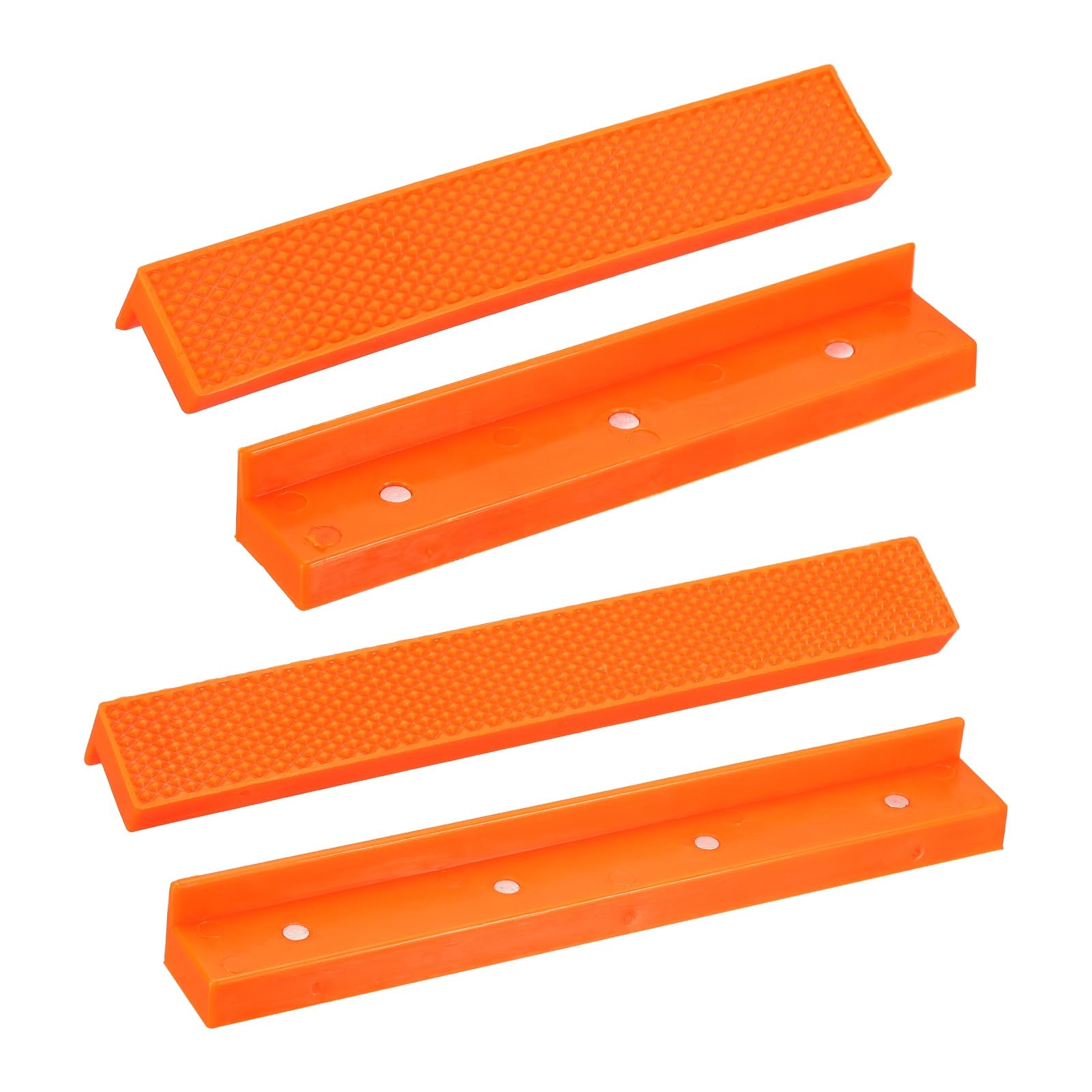 sourcing map 1 Set Vise Jaw Pads 8" and 6" Rubber Flat Magnetic Vise Soft Jaws Standard Anti-Scratches Vice Covers Tools for DIY Making Woodworking Clamping Plumbing, Orange