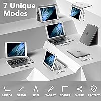 Vista 5 de TQQ Funda táctil para iPad de 9ª generación con teclado (10.2 pulgadas, 2021), trackpad multitáctil, cubierta protectora giratoria de 360°