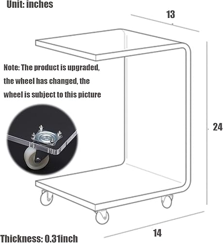 Miniatura 2 de Mesa auxiliar de acrílico en forma de C, mesa auxiliar de sofá móvil transparente, mesita de noche moderna para sala de estar
