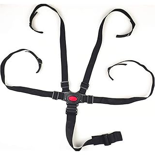 5 Point Harness Seat Belt Safety Harness Full Protection 5 Point Security Harness Seatbelt for High Chair and Pushchair Black