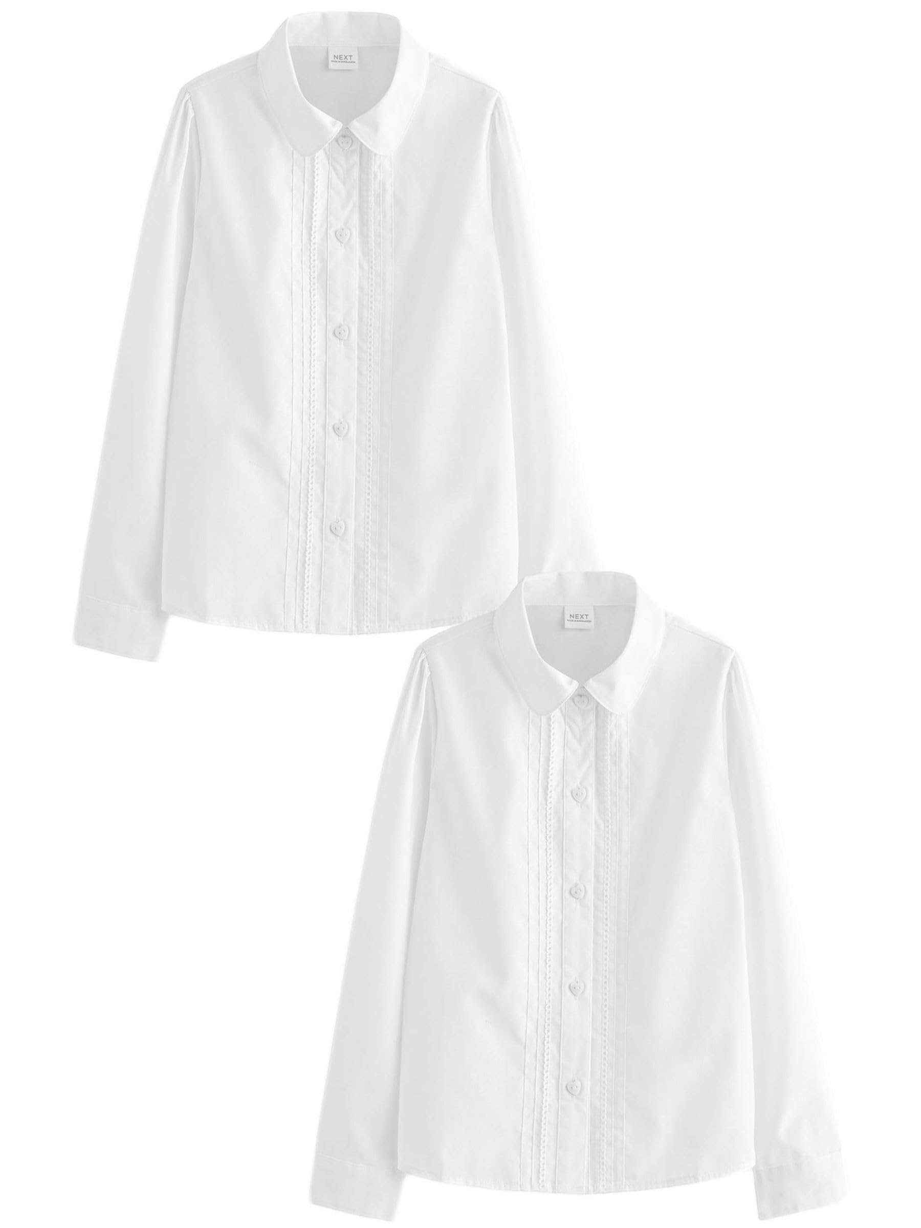 NEXT Niñas Pack de 2 Blusas Escolares de Manga Larga con Ribete de Encaje