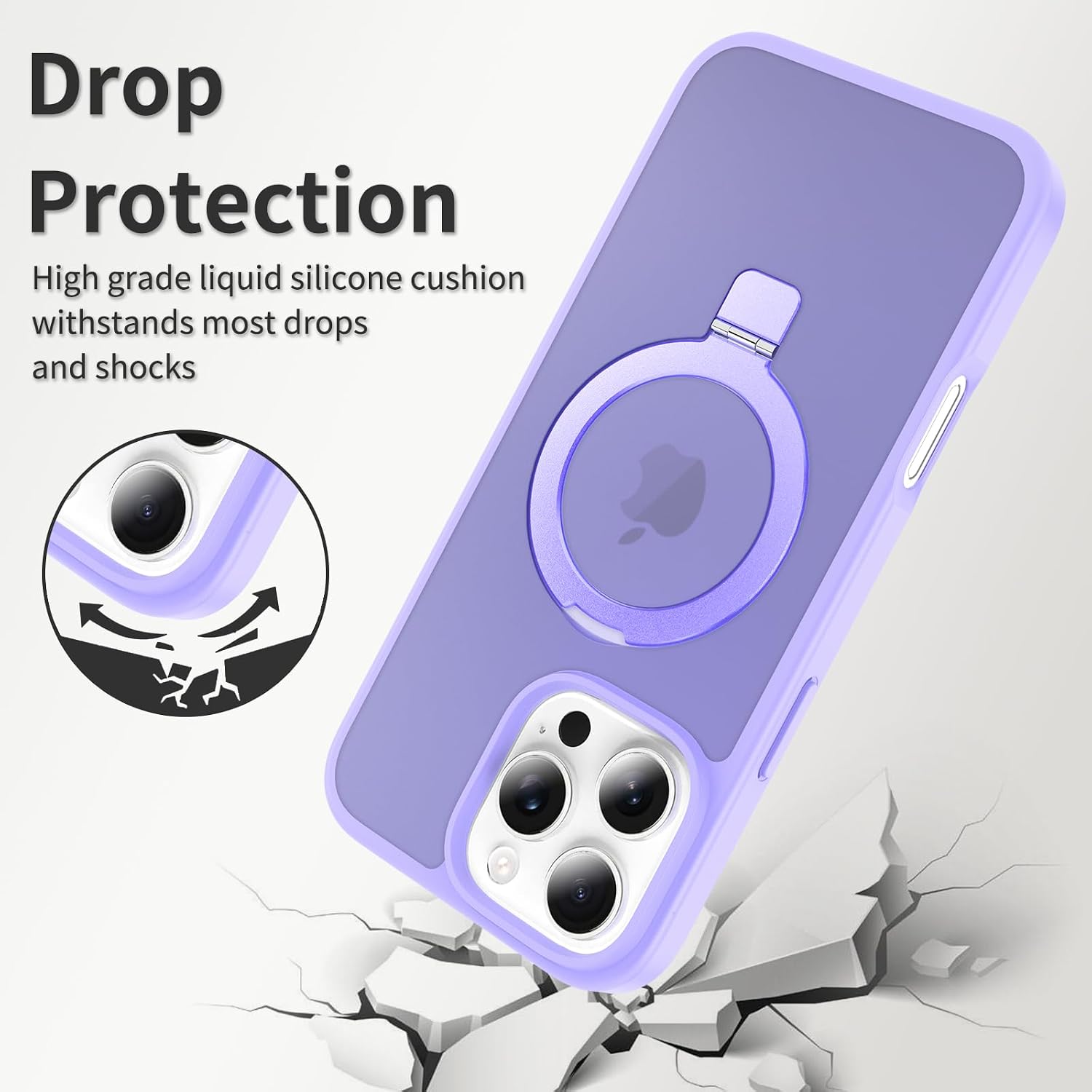 Ultra-Magnetic Stand Case for iPhone 16 Pro Max, Lavender Purple image 2