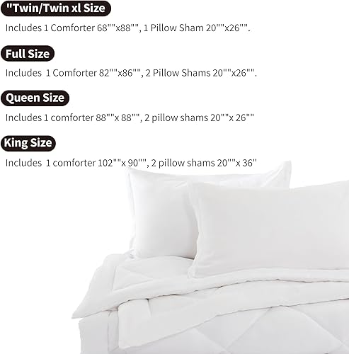 Miniatura 6 de Sonive Juego de edredón con fundas de almohada de 200 gsm, relleno alternativo de plumón con 8 pestañas de esquina para todas las estaciones, suave