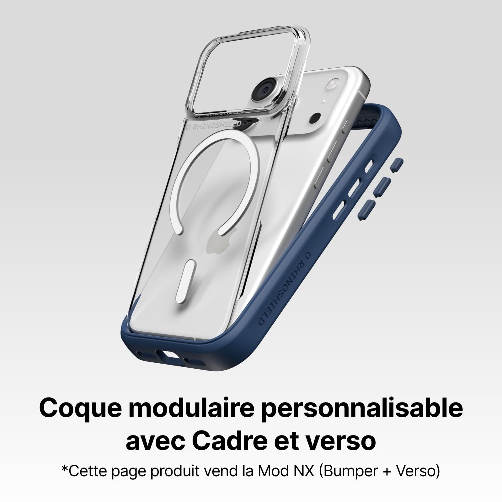 RhinoShield Coque Compatible avec MagSafe pour [iPhone 17 Pro] Mod NX : Coque modulaire avec Verso, Force magnétique supérieure dépassant Les Normes Militaires de Protection – Blanc