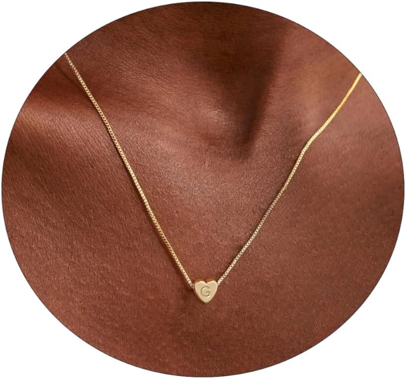 Gold Heart Initial Necklace for Women,14K Gold Plated Initial Necklaces Heart Alphabet A-Z Necklace Letter Pendant Necklaces Tiny Cute Name Gold Heart Choker Chains Jewelry for Gift