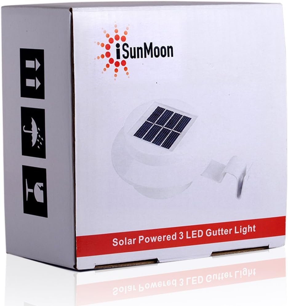 iSunMoon Outdoor Solar Powered LED Gutter Light Fence Roof Gutter Garden Yard Wall Lamp