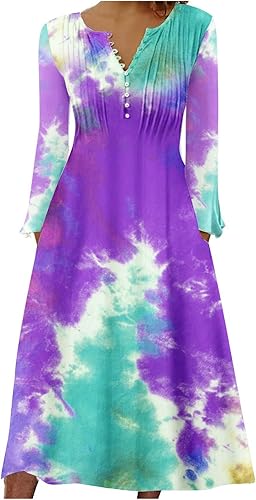 Vestidos gráficos mármol Vestidos Largos otoño para Mujer Vestidos Casuales Manga Larga fruncidos Vestido Moda para