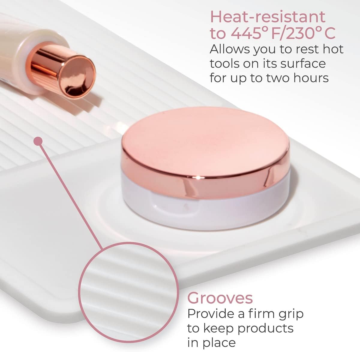 InterDesign iDesign The Sarah Tanno Collection Heat-Resistant Silicone Mat for Cosmetic Drawer Organizers, White (Pack of 2)