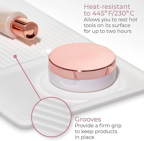 Miniatura 6 de iDesign The Sarah Tanno Collection Tapete de silicona resistente al calor para organizadores de cajones cosméticos, color blanco