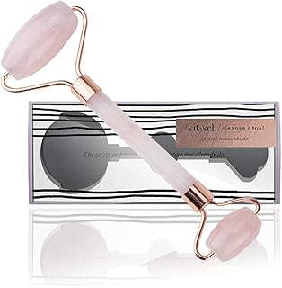 Kitsch Rose Quartz Face Roller Skin Care - Face Massager Roller | Facial Roller Massager | Facial Massager | Face Roller for Wrinkles & Lifting, Eye Roller for Puffy Eyes, Rose Quartz Roller for Face