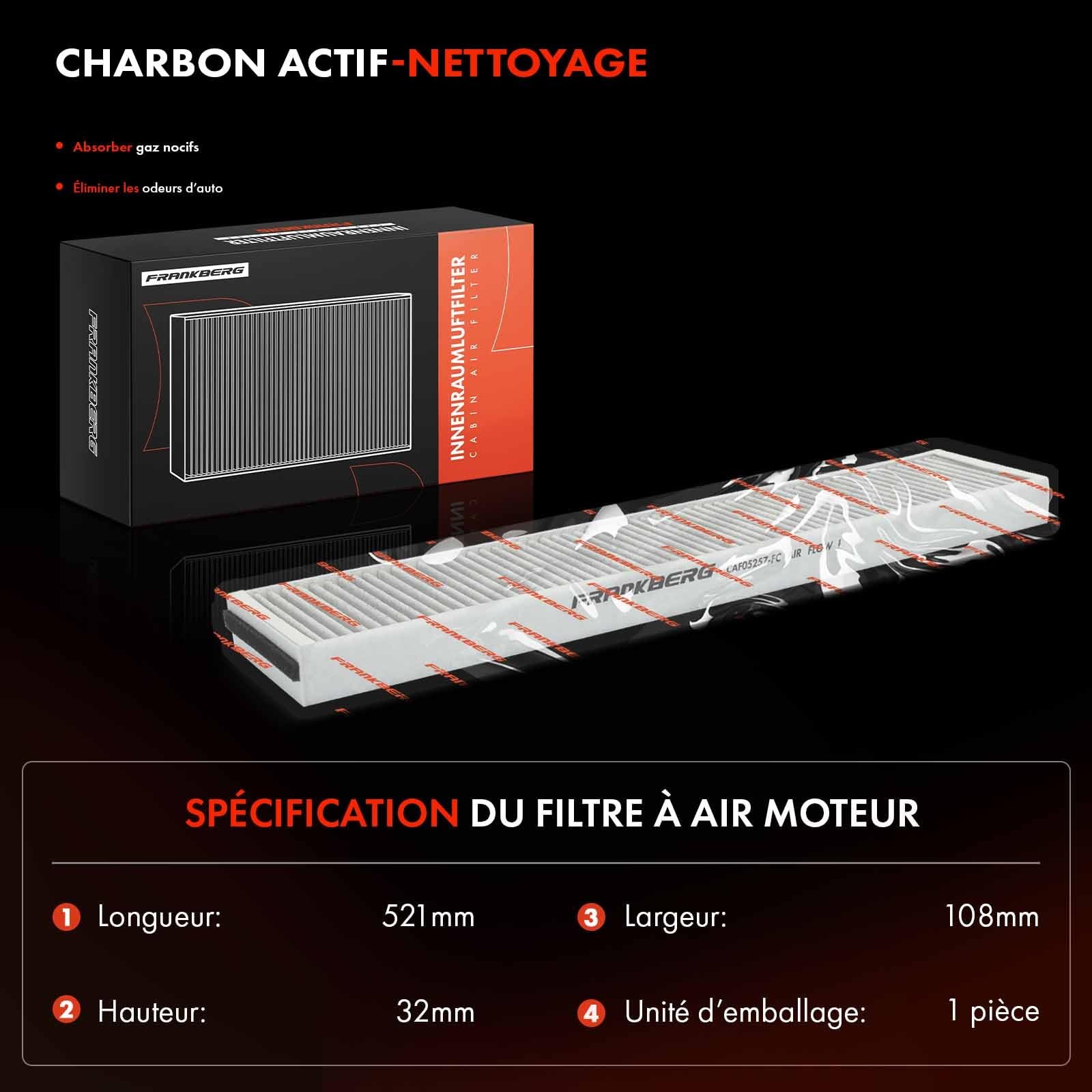Frankberg Filtre à pollen d'habitacle avec charbon actif CU5257