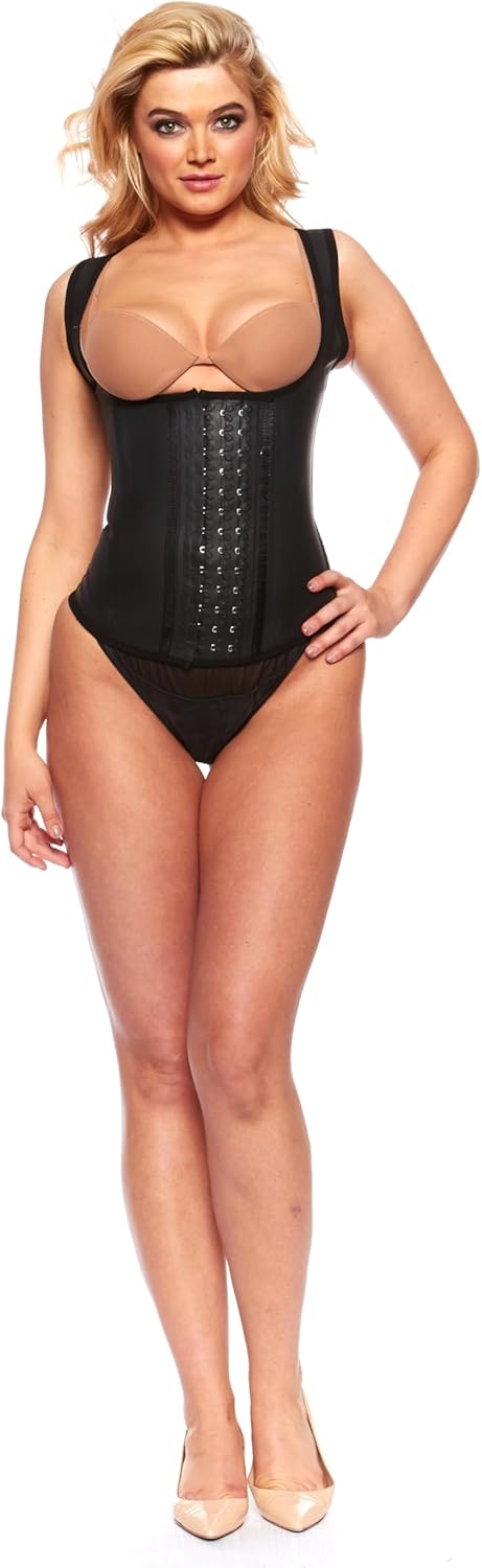 Colombian Glossy Waist Trainer Corset for Women, Firm Control Shaper with 3-Row Hook-and-Eye, Steel Boning Support