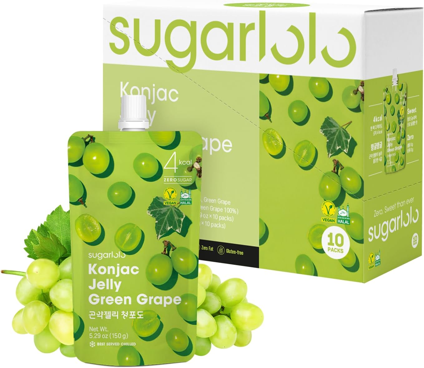Sugarlolo Konjac Sweet Jelly Snack 150g (10 Packs) (10 Packs, Mix) (Grape)