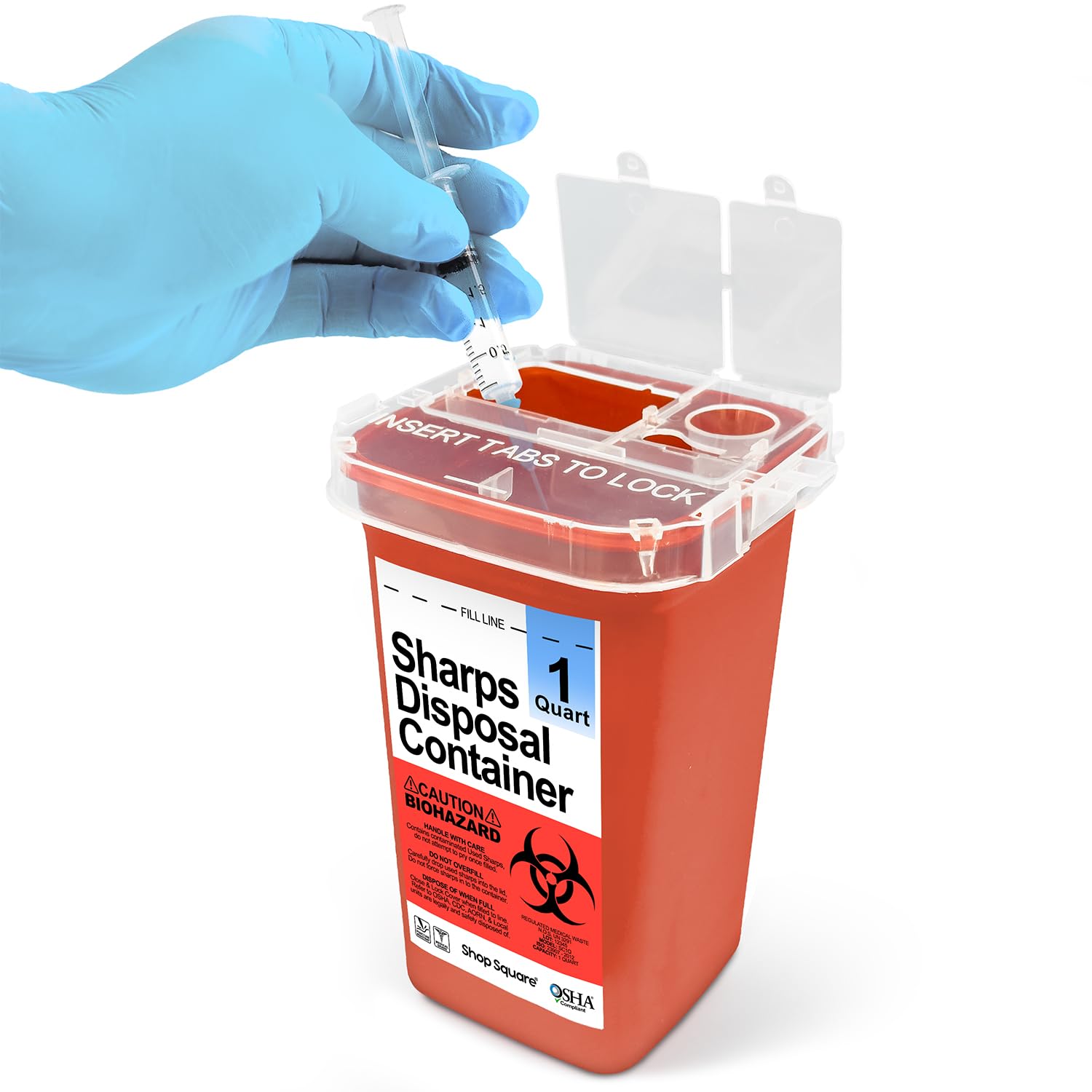 Sharps Containers for Home Use - 1 Quart (1-Pack) Biohazard Syringe and Needle Disposal Containers - Small Sharps Box for Travel and Professional Use