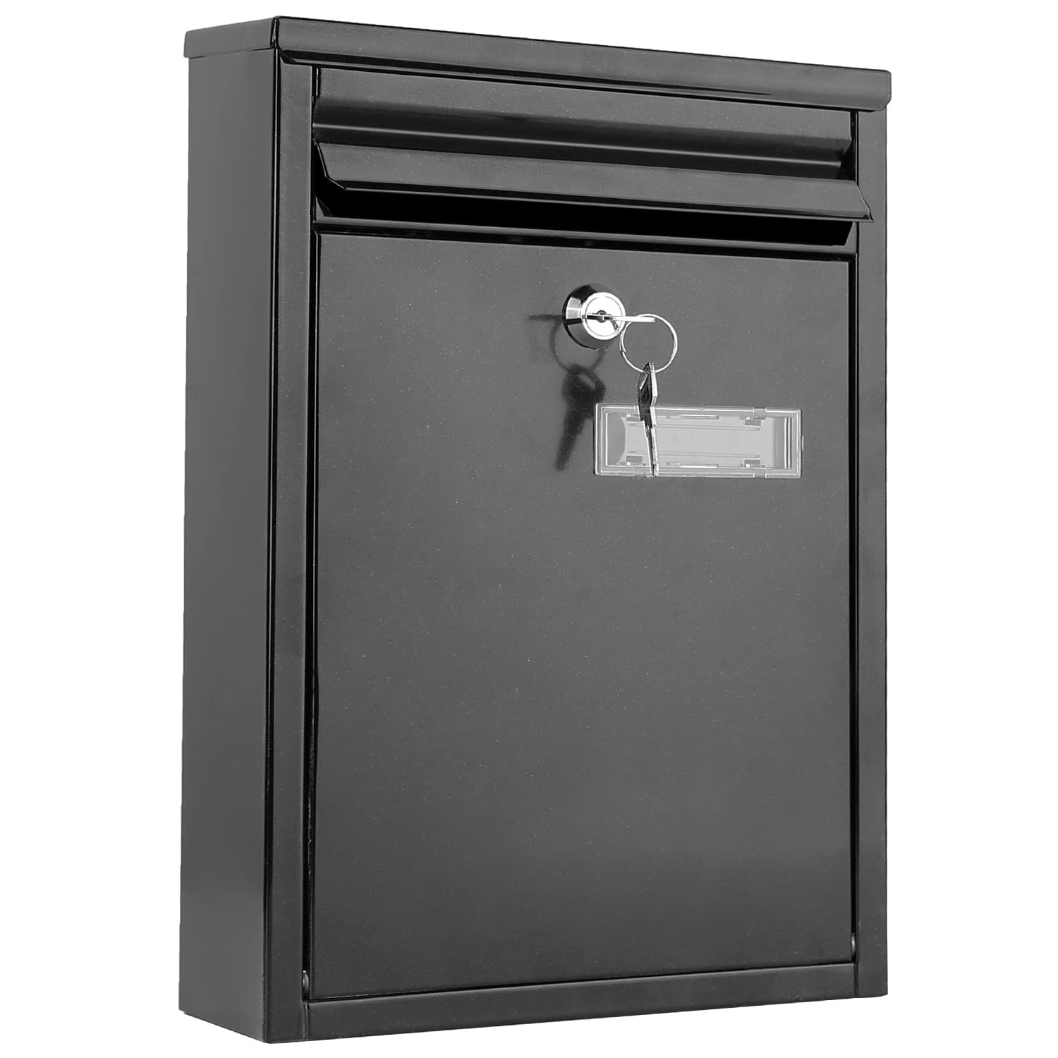 iMounTEK Wall Mount Mailbox Lockable Galvanized Iron Letter Post Box Locking Security Drop Box with 2 Keys for Outside Home Office 12.5 ｘ 8.5 ｘ 3.2 Inch/Black