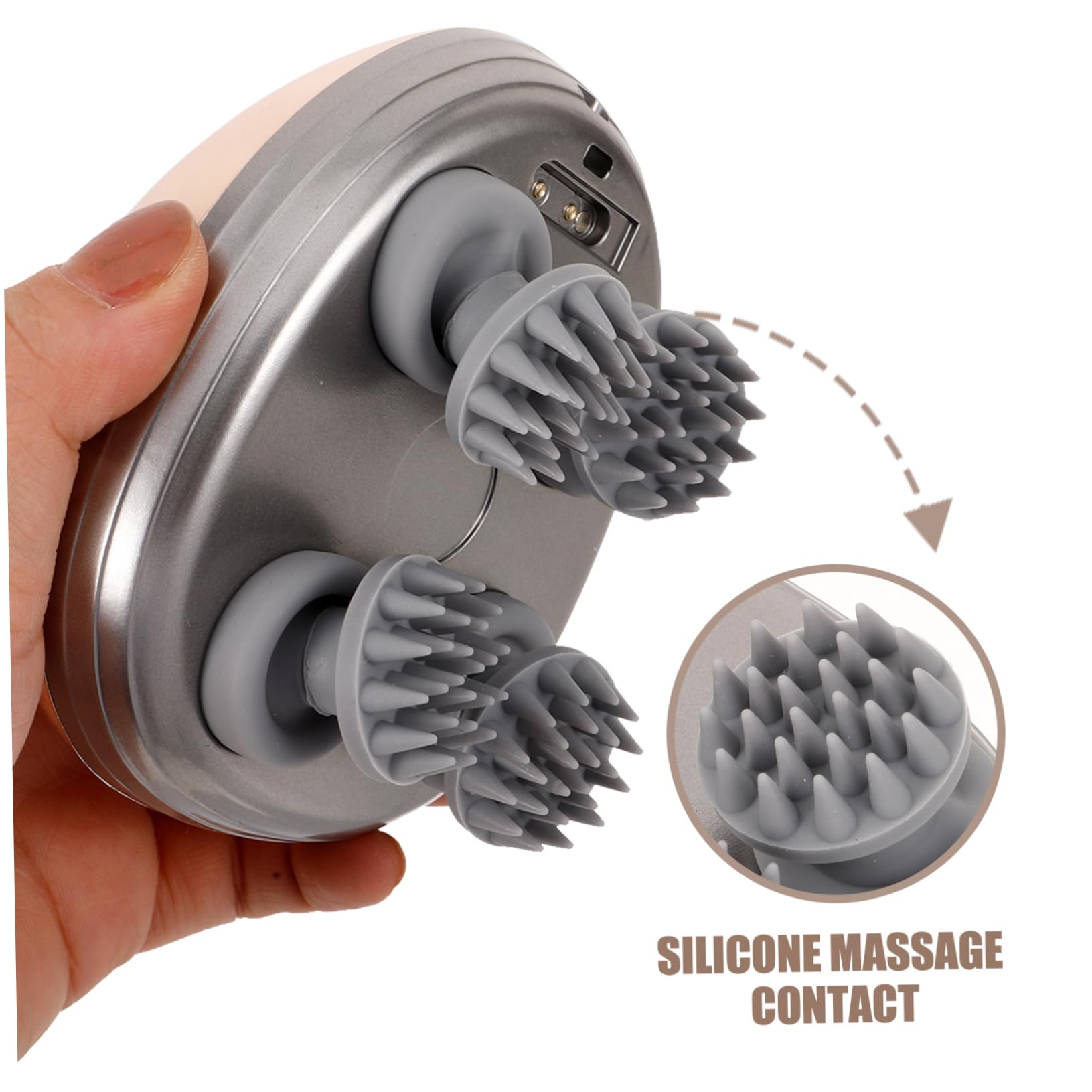 Mini Masajeador de Cabeza Eléctrico Técnicas de Masaje y Vibraciones Recargable Material Abs y Silicona, Adecuado para Ducha y Baño Relajante