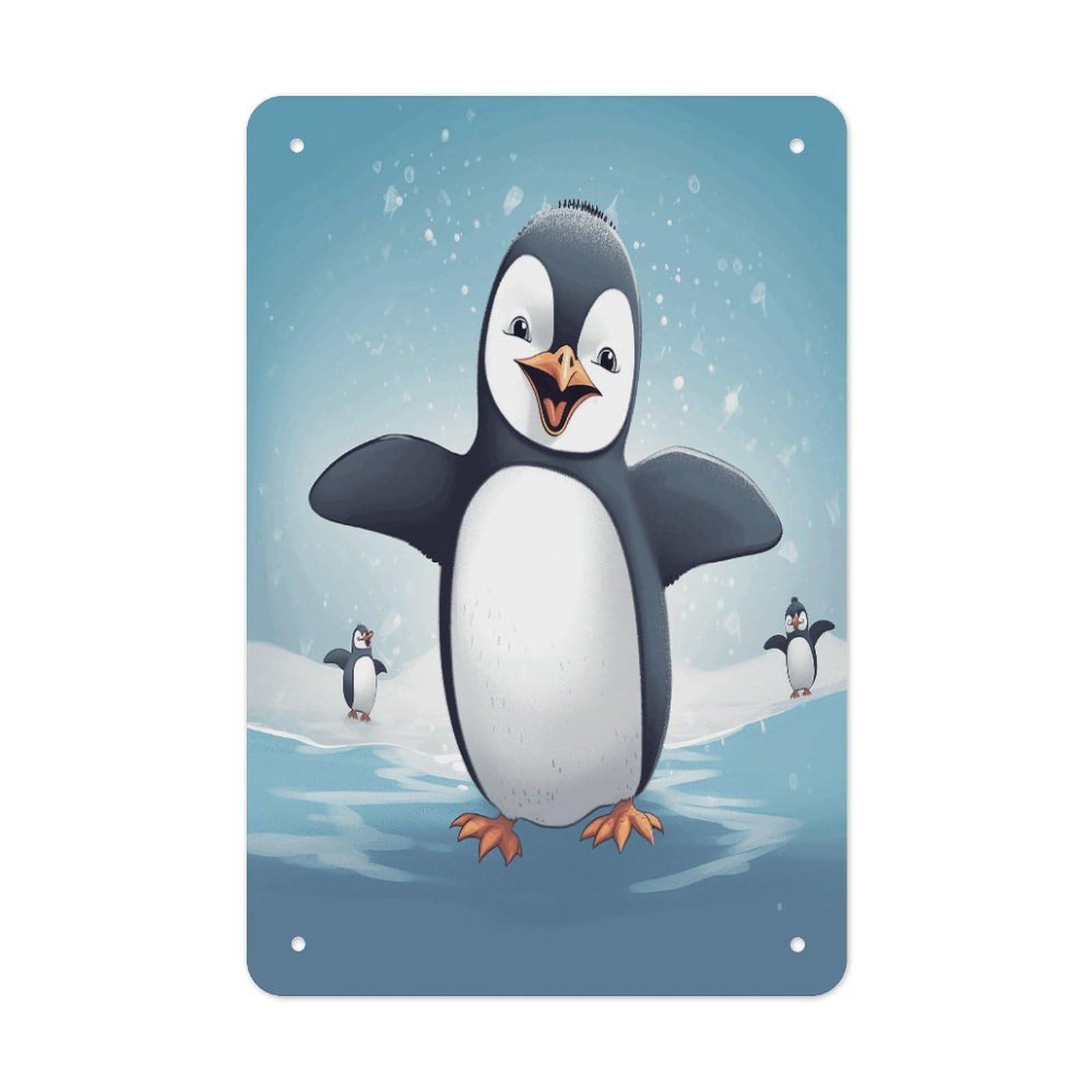 Btcowzrv Style Happy Penguin Metal Tin Sign Wall Decor Hanging Plaque