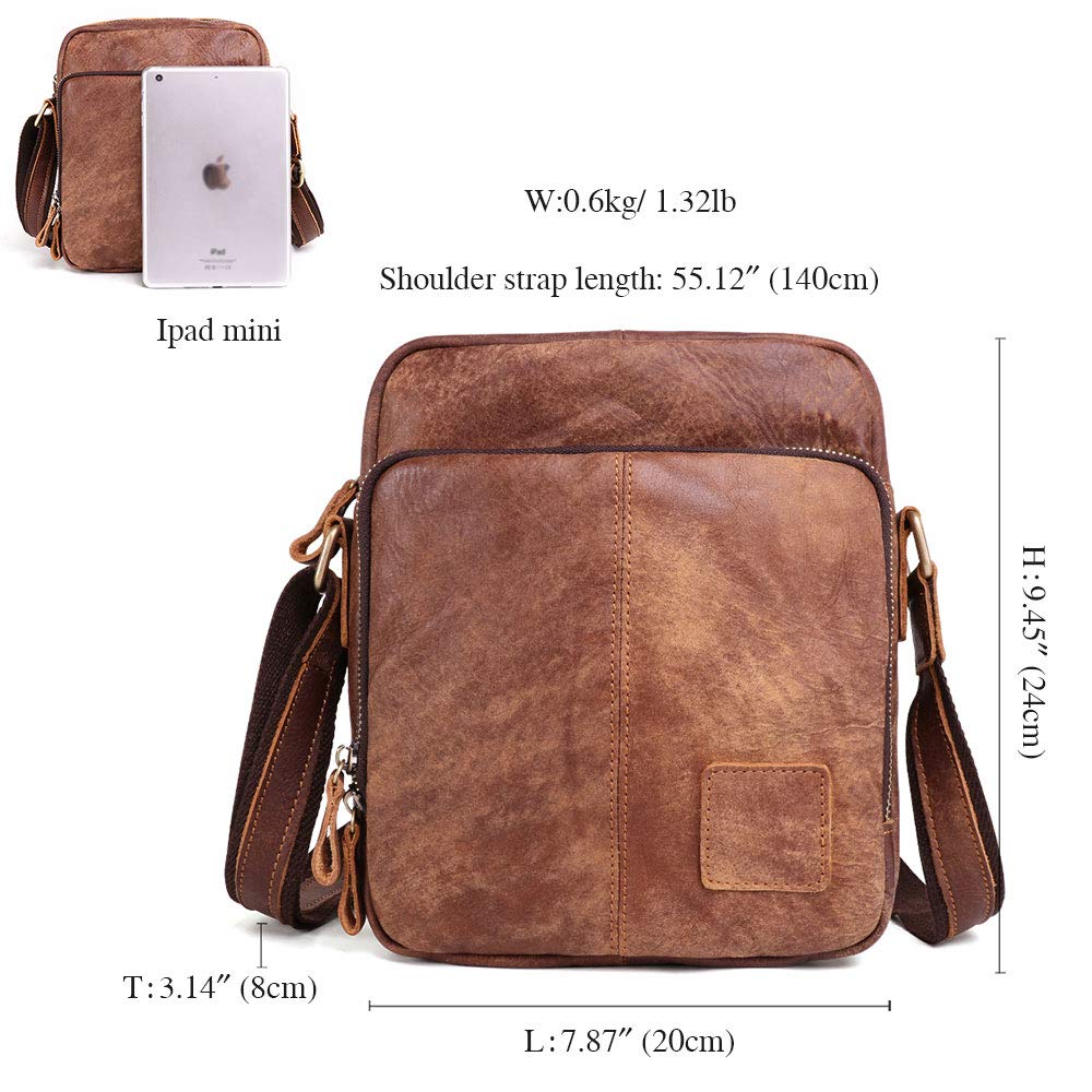 BAIGIO Sac à Bandoulière pour Homme en Cuir véritable, Petit Sacoche Bandoulière, Sac Croisé Vintage, Sacoche Cuir Homme pour Travail, Voyage, Vie Quotidienne