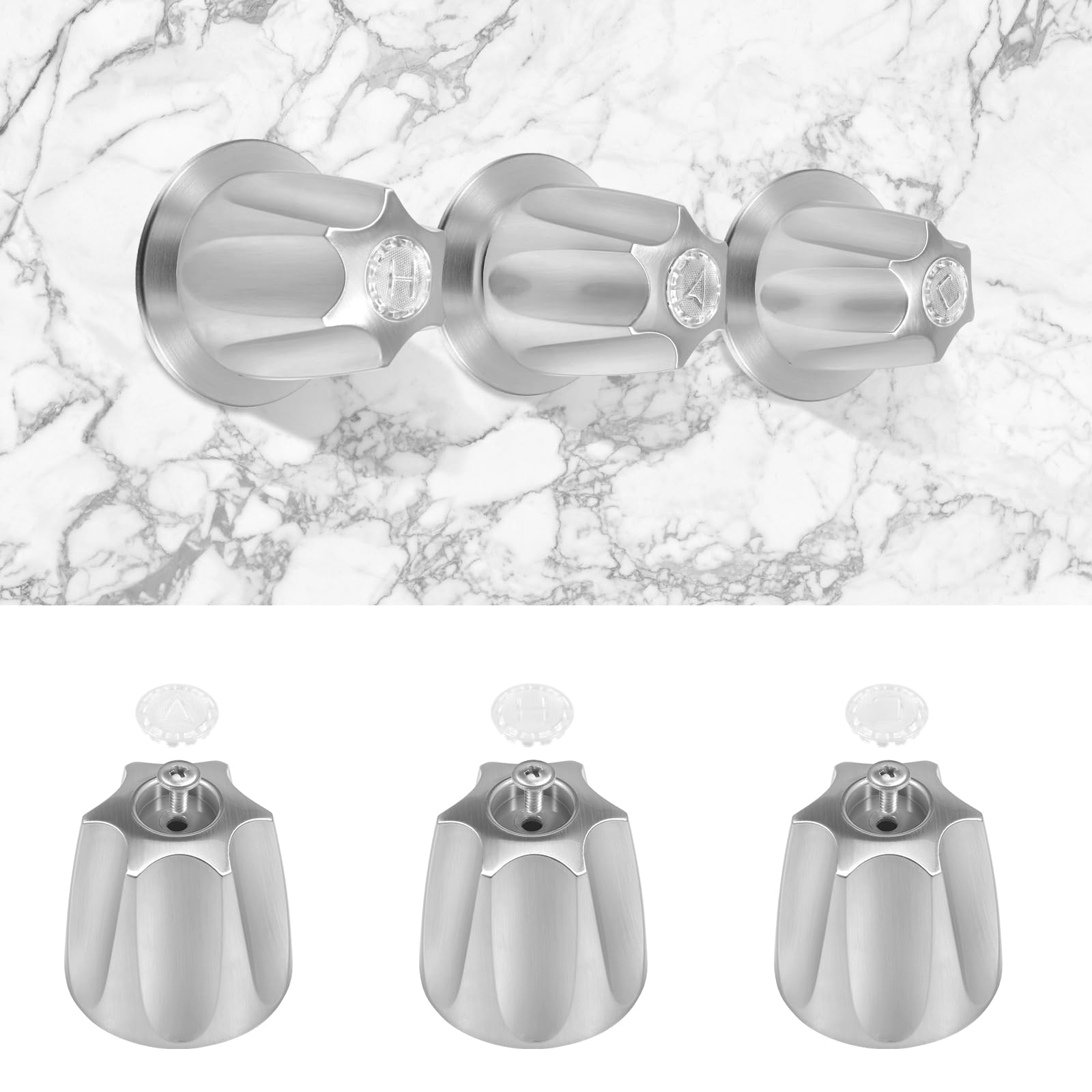 3PCS Bathtub Faucet Knob Matte Black Shower Knobs Bathtub Faucet Handle Include Hot Cold and Diverter for Bathroom (Black) — view 8