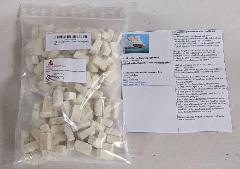 150 mattoncini rettangolari, color sabbia (ocra)