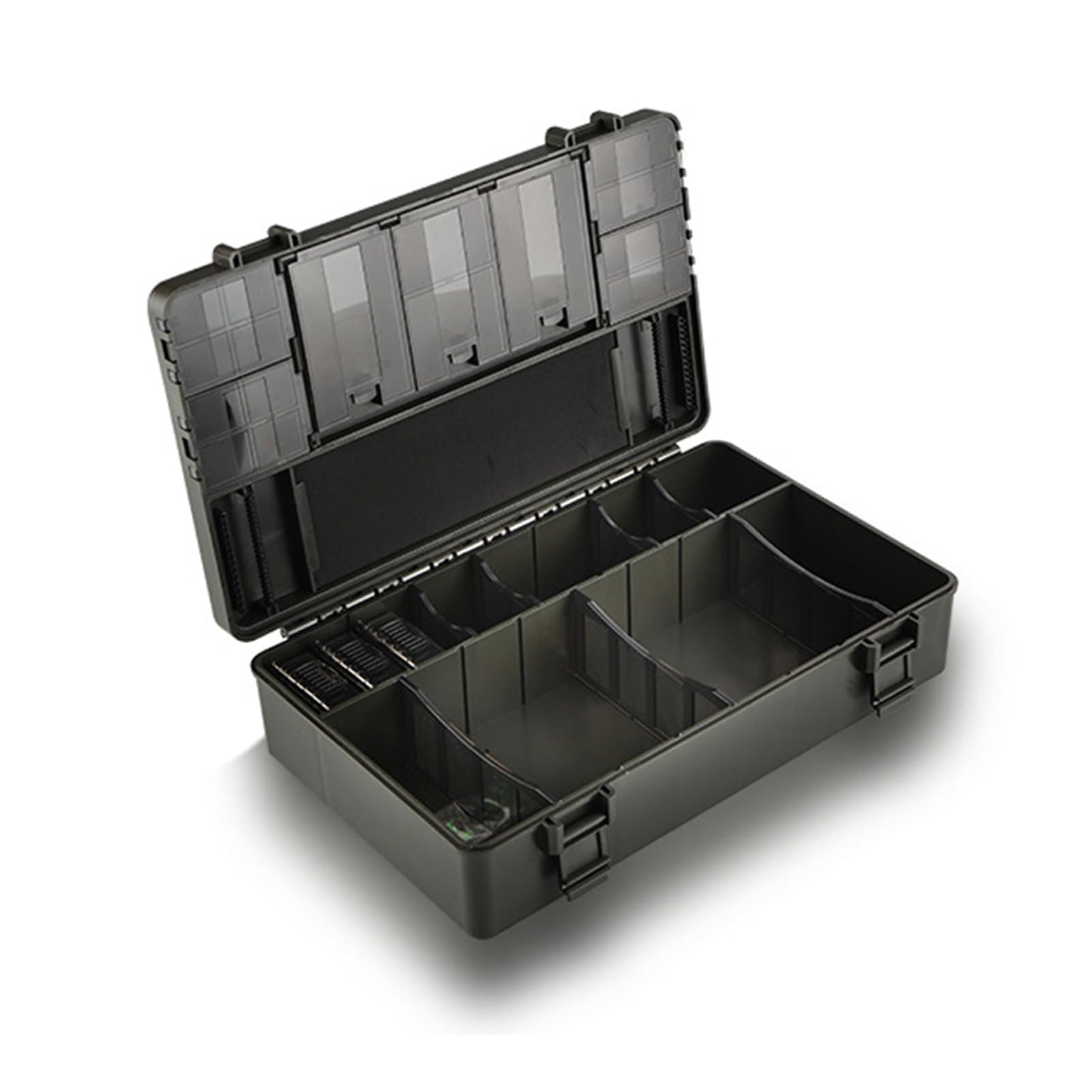 Organizador de Caja de Aparejos de Pesca Material de PC ABS de Primera Calidad Diseño de Rejilla Transparente Duradero Compartimentos extraíbles Regla de medición incorporada para