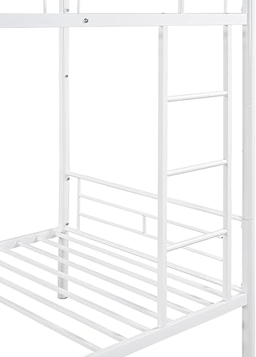 Miniatura 8 de Marco de cama doble para niños 2 camas de plataforma de casa de madera con valla muebles de dormitorio Montessori para dos niños niñas y adolescentes