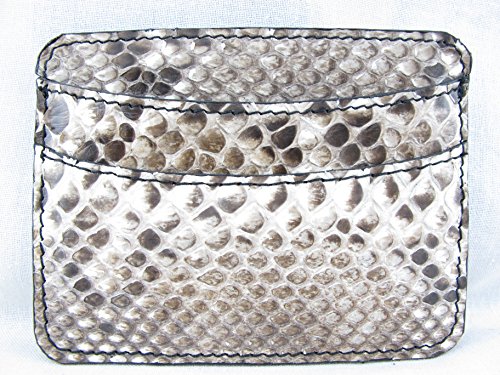 Genuine Python Snake Skin Leather Slim Business Credit Card Holder Sleeve Wallet (Reticulated Natural)2
