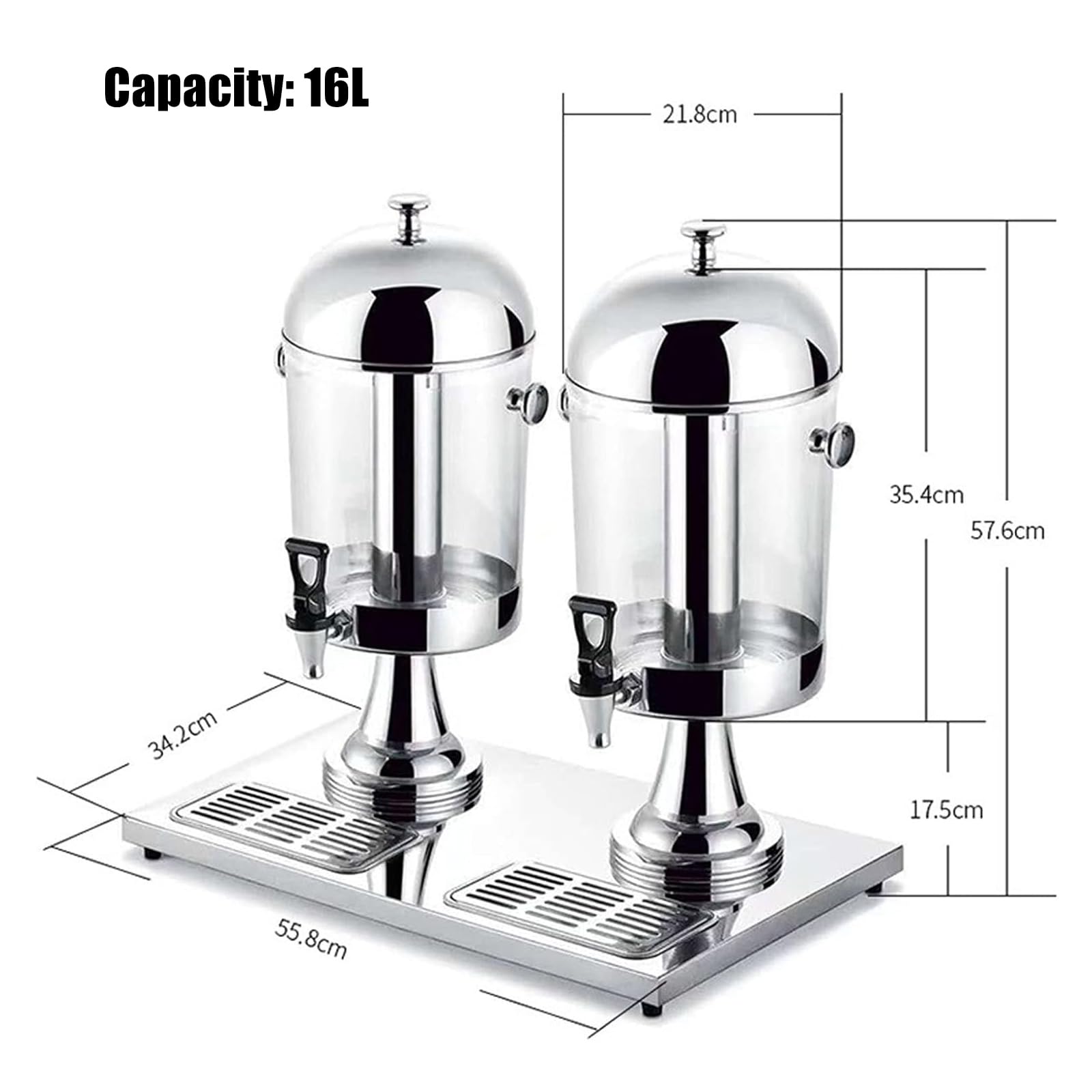 Stless - Dispensador de bebidas de acero con grifo y cono de hielo, servidor de jugo de doble capacidad para bebidas calientes y frías, agua de cocta, perfecto para uso comercial y fiestas