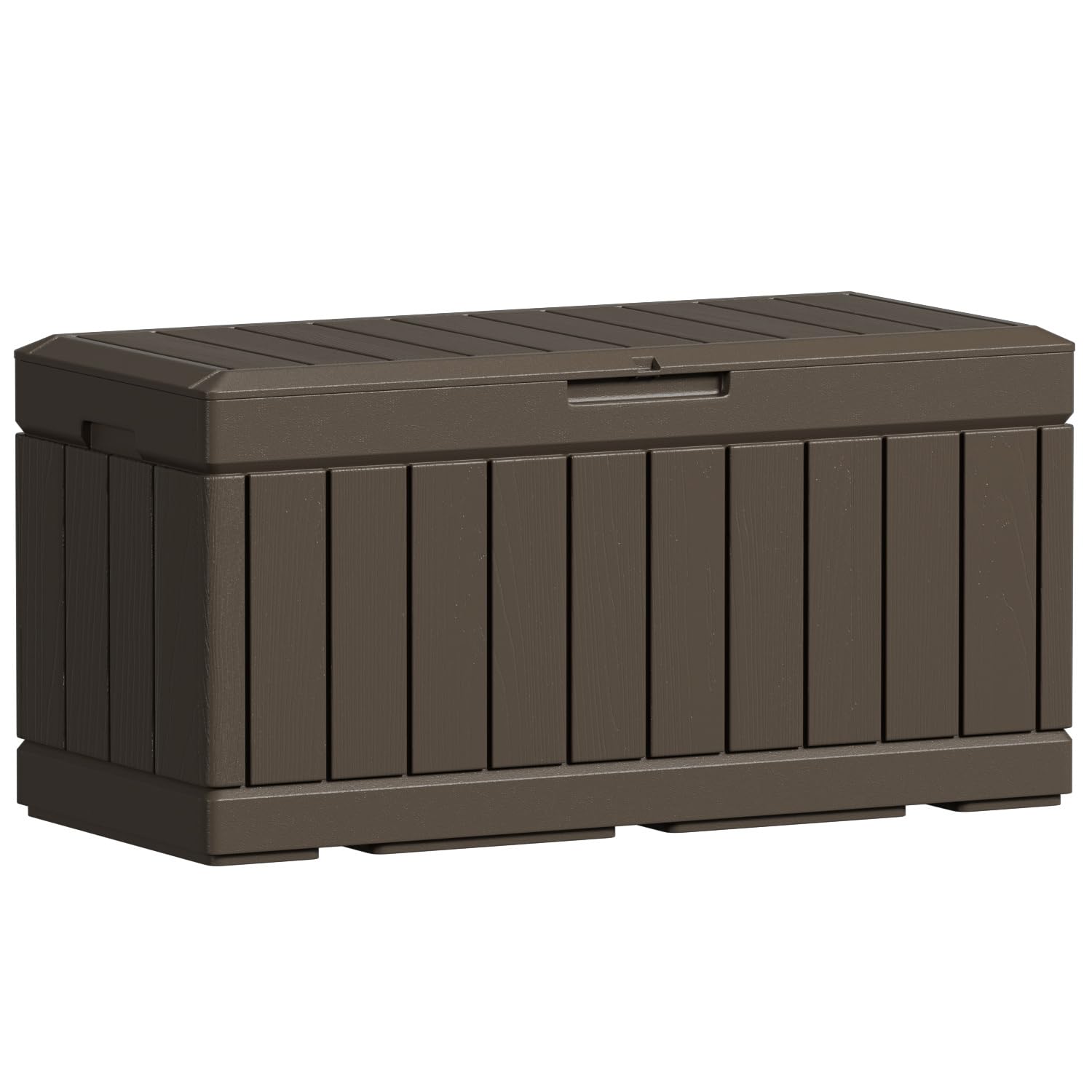 Greesum82 Gallon Resin Deck Box Large Outdoor Storage for Patio Furniture, Garden Tools, Pool Supplies, Weatherproof and UV Resistant, Lockable, Deep Brown