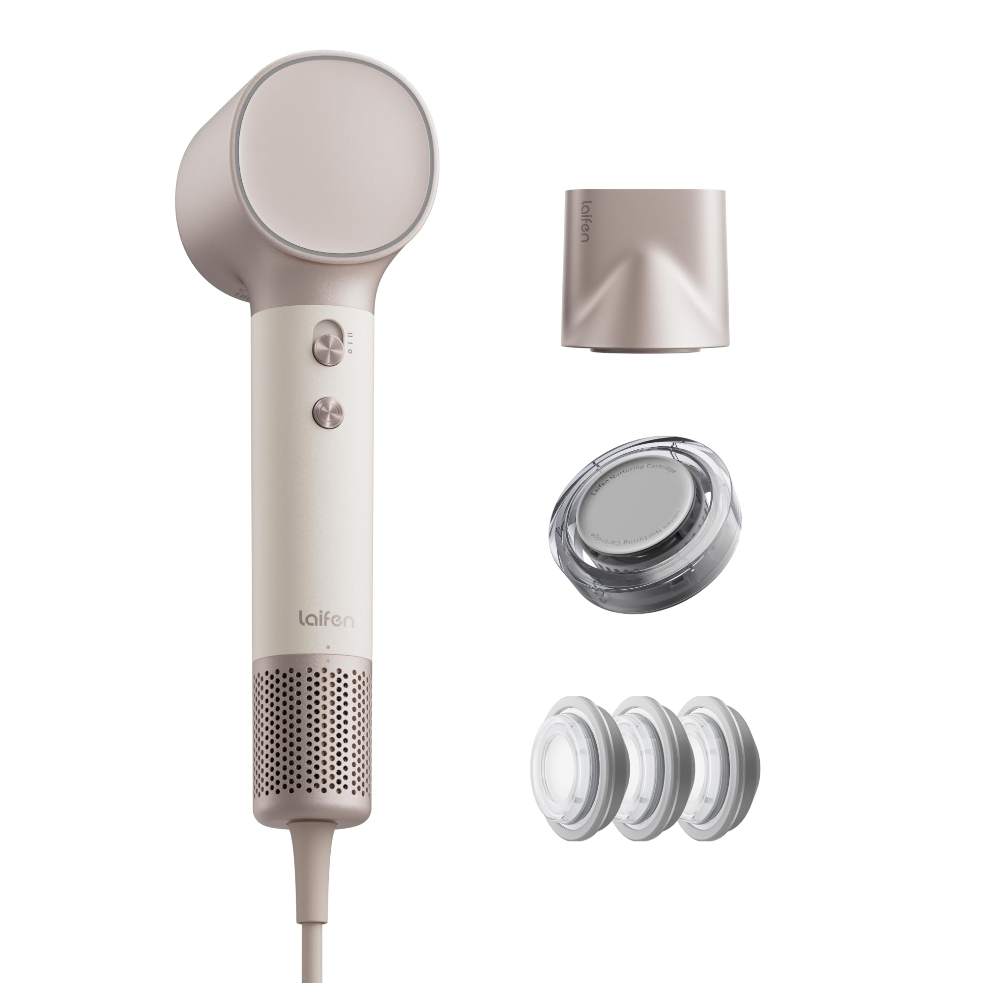 Laifen Neo Special Haartrockner, Öl-Infusion, 58°C Pflegemodus, Champagner | 110.000 U/min Motor, 3 Min. Schnelltrocknung, 22 m/s Luftstrom, 200M Ionen-Föhn, Thermo-Control, 59 dB leise, Pflegedüse